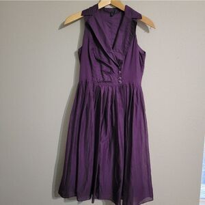 Stile Benetton Deep Purple Faux Wrap Vintage Inspired Cotton Dress